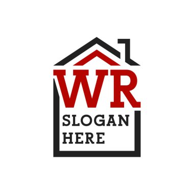 Initial WR house logo for Roofing. Letter WR Real Estate Logo clipart