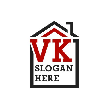 Çatıda VK logosu var. Harf VK Emlak Logosu