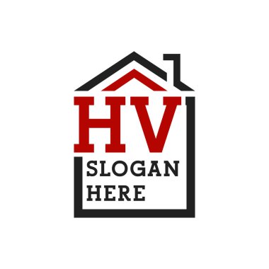 Initial HV house logo for Roofing. Letter HV Real Estate Logo clipart