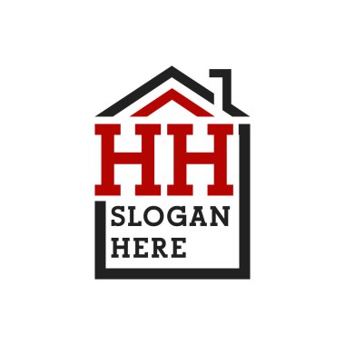 Initial HH house logo for Roofing. Letter HH Real Estate Logo clipart