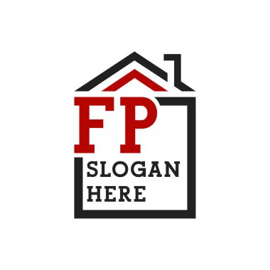 Initial FP house logo for Roofing. Letter FP Real Estate Logo clipart