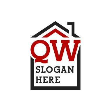 Initial QW house logo for Roofing. Letter QW Real Estate Logo clipart