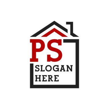 Çatıya çıkmak için ilk PS evi logosu. Harf PS Gayrimenkul Logosu