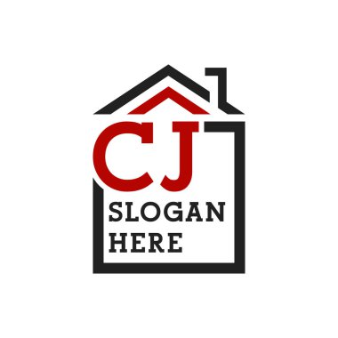 Initial CJ house logo for Roofing. Letter CJ Real Estate Logo clipart