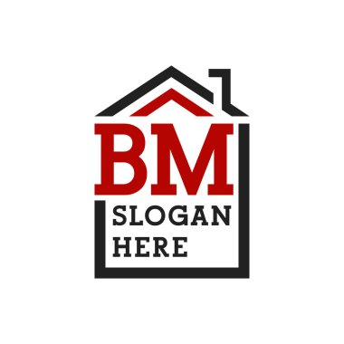 Çatıda BM logosu var. BM Emlak Logosu Harfi