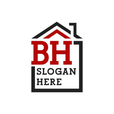 Initial BH house logo for Roofing. Letter BH Real Estate Logo clipart