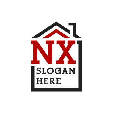 Initial NX house logo for Roofing. Letter NX Real Estate Logo clipart