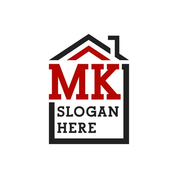 stock vector Initial MK house logo for Roofing. Letter MK Real Estate Logo