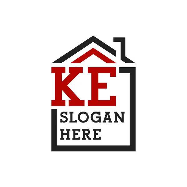 stock vector Initial KE house logo for Roofing. Letter KE Real Estate Logo