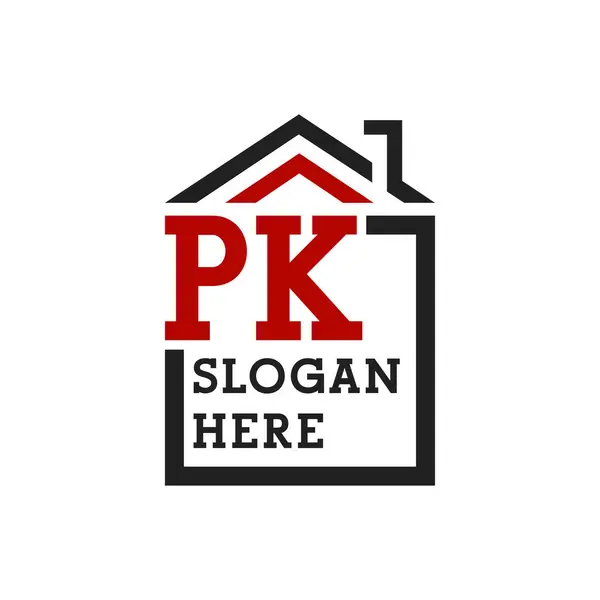 stock vector Initial PK house logo for Roofing. Letter PK Real Estate Logo