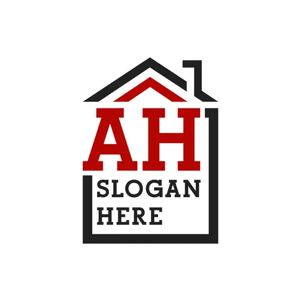 Stock vector Initial AH house logo for Roofing. Letter AH Real Estate Logo