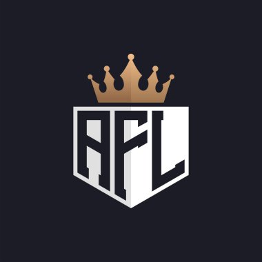 Crown 'lu lüks AFL logosu. Seçkin Markalar için Seçkin Baş harfler AFL Harf Logosu. Üst Düzey İşletmeler için AFL Monogramı