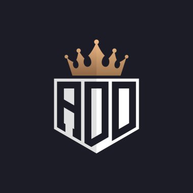 Crown 'lu lüks ADD logosu. Seçkin Markalar için Seçkin Baş harfler ADD Harf Logosu. Üst Düzey İşletmeler için ADD Monogramı