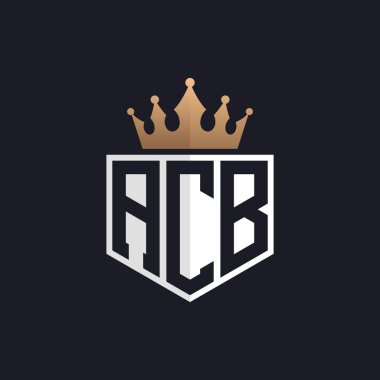 Luxury ACB Logo with Crown. Elegant Initials ACB Letter Logo for Exclusive Brands. Letter ACB Monogram for High-End Businesses clipart