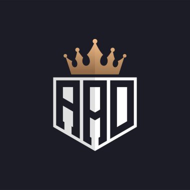 Crown 'lu lüks AAD logosu. Seçkin Markalar için Zarif Baş harfler AAD Harf Logosu. Üst Düzey İşletmeler için AAD Monogramı
