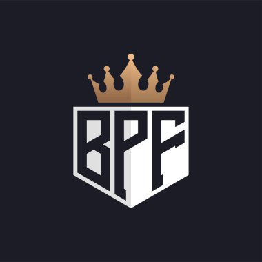 Luxury BPF Logo with Crown. Elegant Initials BPF Letter Logo for Exclusive Brands. Letter BPF Monogram for High-End Businesses clipart