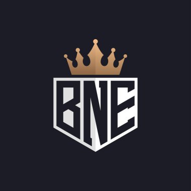 Taçlı lüks BNE Logosu. Seçkin Markalar için BNE Letter Logosu. Üst Düzey İşletmeler İçin BNE Monogramı
