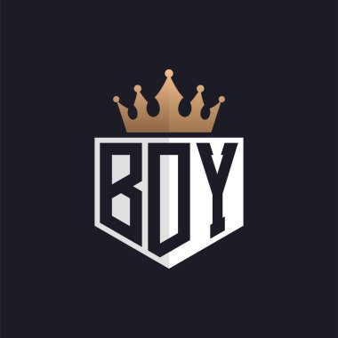 Crown 'lu lüks BDY Logosu. Seçkin Markalar için Zarif BDY Harf Logosu. Üst Düzey İşletmeler İçin Harf BDY Monogramı