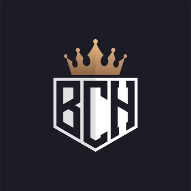 Crown 'lu Lüks Sürtük Logosu. Seçkin Markalar için Zarif Baş harfleri BCH Harf Logosu. Üst Düzey İşletmeler İçin Harf BCH Monogramı