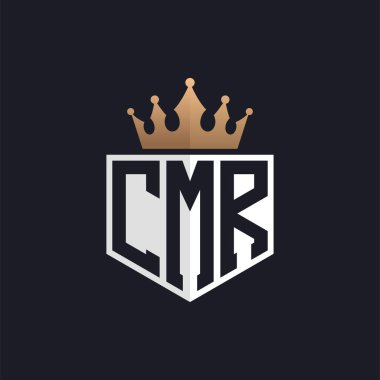 Luxury CMR Logo with Crown. Elegant Initials CMR Letter Logo for Exclusive Brands. Letter CMR Monogram for High-End Businesses clipart