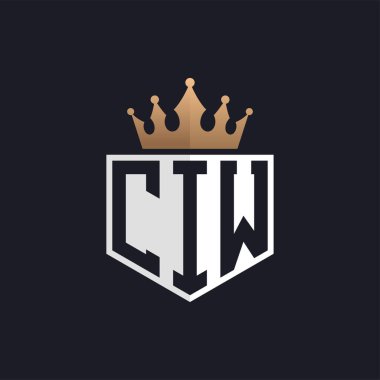 Crown 'lu lüks CIW Logosu. Seçkin Markalar için Zarif Baş harfler CIW Harf Logosu. Üst Düzey İşletmeler için CIW Monogramı