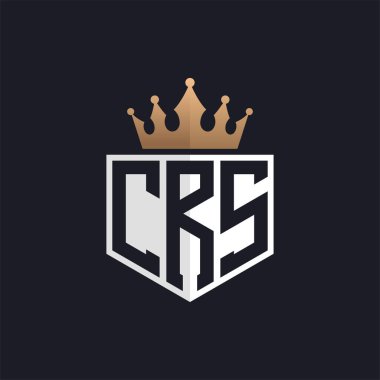 Crown 'lu lüks CRS logosu. Seçkin Markalar için Zarif Baş harfler CRS Harf Logosu. Üst Düzey İşletmeler İçin Harf CRS Monogramı