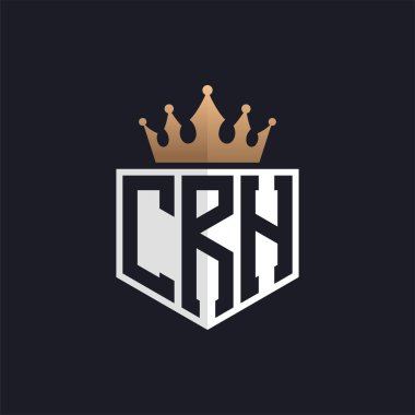 Crown 'lu lüks CRH logosu. Seçkin Markalar için Zarif Baş harfler CRH Harf Logosu. Üst Düzey İşletmeler için CRH Monogramı