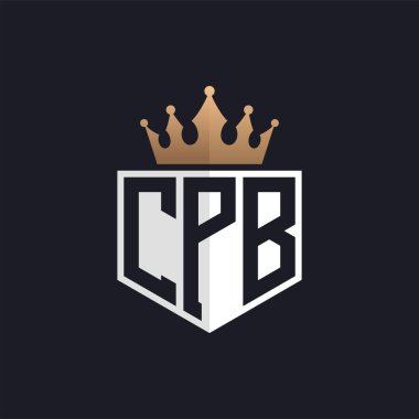 Crown 'lu lüks CPB logosu. Seçkin Markalar için Zarif Baş harfler CPB Harf Logosu. Üst Düzey İşletmeler için CPB Monogramı