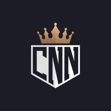 Crown 'lu lüks CNN Logosu. Seçkin Markalar için CNN Harf Logosu. Üst Düzey İşletmeler için CNN Monogramı