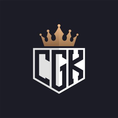Crown 'lu lüks CGK logosu. Seçkin Markalar için Zarif Baş harfler CGK Harf Logosu. Üst Düzey İşletmeler için Harf CGK Monogramı