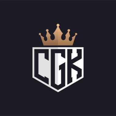 Luxury CGK Logo with Crown. Elegant Initials CGK Letter Logo for Exclusive Brands. Letter CGK Monogram for High-End Businesses clipart