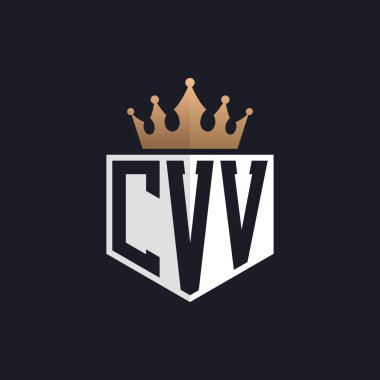 Crown 'lu lüks CVV logosu. Seçkin Markalar için Zarif Baş harfler CVV Harf Logosu. Üst Düzey İşletmeler için CVV Monogramı