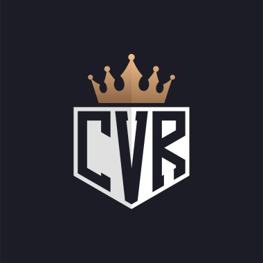 Crown 'lu lüks CVR logosu. Seçkin Markalar için Zarif Baş harfler CVR Harf Logosu. Üst Düzey İşletmeler için CVR Monogramı