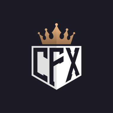 Crown 'lu lüks CFX logosu. Seçkin Markalar için Zarif Baş harfler CFX Harf Logosu. Üst Düzey İşletmeler için CFX Monogramı