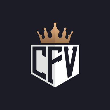 Crown 'lu lüks CFV logosu. Seçkin Markalar için Zarif Baş harfler CFV Harf Logosu. Üst Düzey İşletmeler için CFV Monogramı
