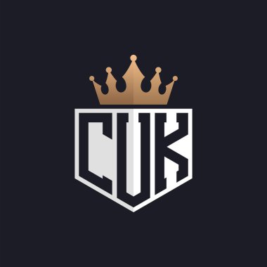 Crown 'lu lüks CUK logosu. Seçkin Markalar için Zarif Baş harfler CUK Harf Logosu. Yüksek Kalite İşletmeler için CUK Monogramı