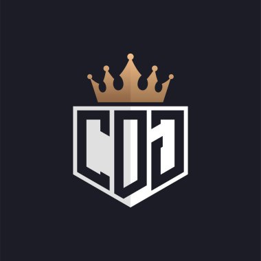 Crown 'lu lüks CDJ logosu. Seçkin Markalar için Zarif Baş harfler CDJ Harf Logosu. Yüksek Kalite İşletmeler için CDJ Monogramı