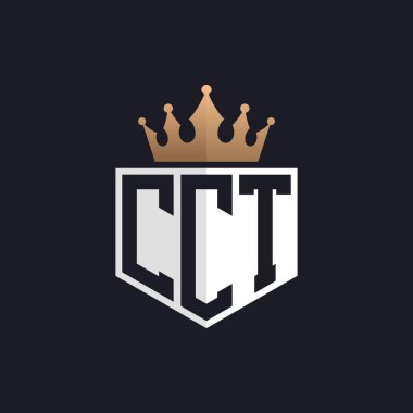 Crown 'lu lüks CCT logosu. Seçkin Markalar için Zarif Baş harfler CCT Harf Logosu. Üst Düzey İşletmeler için CCT Monogramı