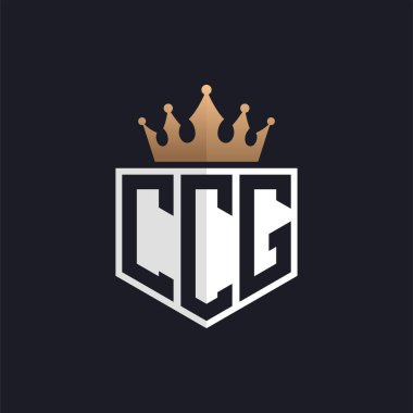 Crown 'lu lüks CCG logosu. Seçkin Markalar için Zarif Baş harfler CCG Harf Logosu. Yüksek Kalite İşletmeler için CCG Monogramı