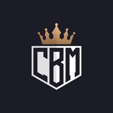 Crown 'lu lüks CBM logosu. Seçkin Markalar için Zarif Baş harfler CBM Harf Logosu. Üst Düzey İşletmeler için Harf CBM Monogramı