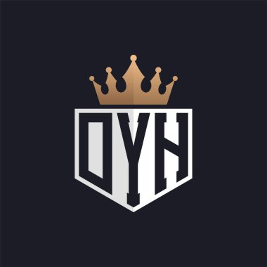 Crown 'lu lüks DYH logosu. Seçkin Markalar için DYH Harf Logosu. Üst Düzey İşletmeler için DYH Monogramı