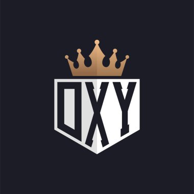 Crown 'lu lüks DXY logosu. Seçkin Markalar için Zarif Baş harfler DXY Harf Logosu. Üst Düzey İşletmeler için Harf DXY Monogramı