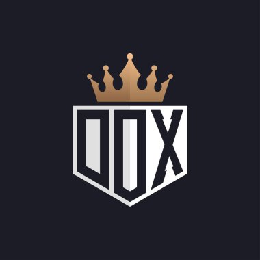 Crown 'lu lüks DOX Logosu. Seçkin Markalar için Zarif Baş harfler DOX Harf Logosu. Yüksek Kalite İşletmeler için DOX Monogramı