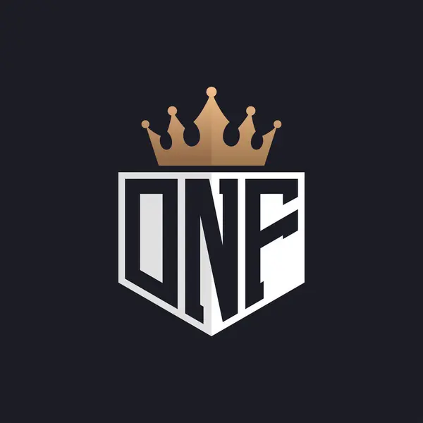 Crown 'lu lüks DNF logosu. Seçkin Markalar için DNF Harf Logosu. Üst Düzey İşletmeler için DNF Monogramı