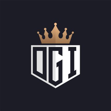 Crown 'lu lüks DGI logosu. Seçkin Markalar için DGI Harf Logosu. Üst Düzey İşletmeler için Harf DGI Monogramı