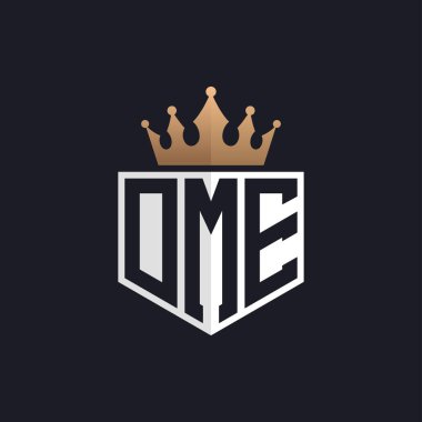 Crown 'lu lüks DME logosu. Seçkin Markalar için Seçkin Baş harfler DME Harf Logosu. Üst Düzey İşletmeler için Harf DME Monogramı