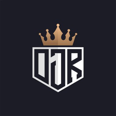 Crown 'lu lüks DJR Logosu. Seçkin Markalar için DJR Harf Logosu. Yüksek Kalite İşletmeler için DJR Monogramı