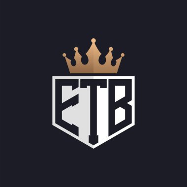 Luxury ETB Logo with Crown. Elegant Initials ETB Letter Logo for Exclusive Brands. Letter ETB Monogram for High-End Businesses clipart