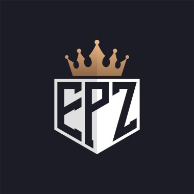 Luxury EPZ Logo with Crown. Elegant Initials EPZ Letter Logo for Exclusive Brands. Letter EPZ Monogram for High-End Businesses clipart