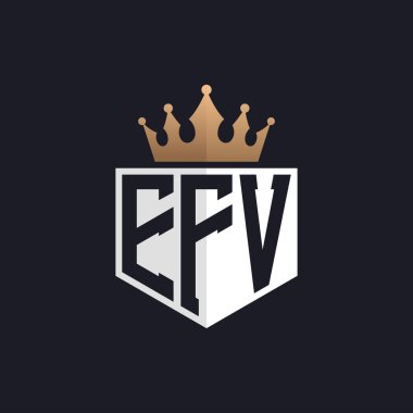 Luxury EFV Logo with Crown. Elegant Initials EFV Letter Logo for Exclusive Brands. Letter EFV Monogram for High-End Businesses clipart